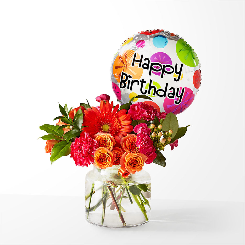 Fiesta Bouquet with Birthday Balloon – Indiana Floral/flower Boutique, Indiana PA