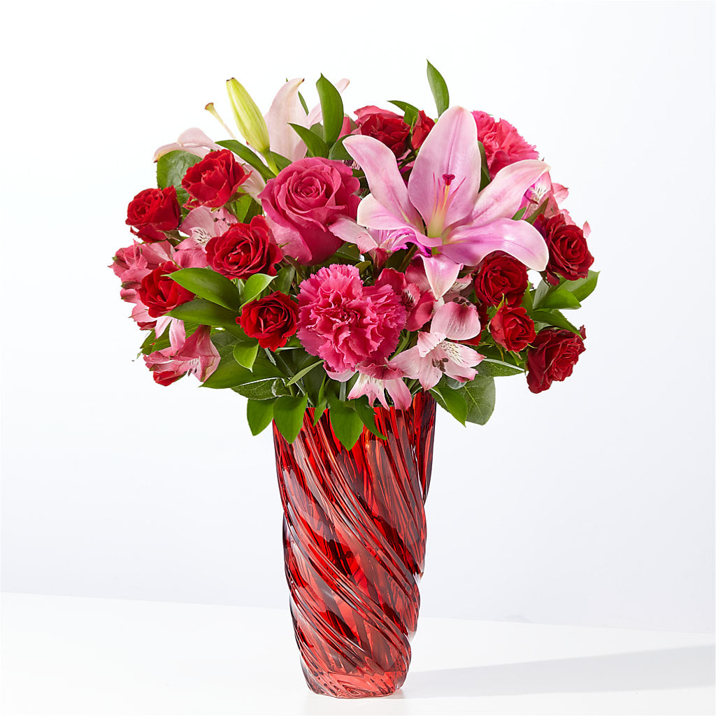 In Love Bouquet with Luxe Swirl Vase – Indiana Floral/flower Boutique, Indiana PA