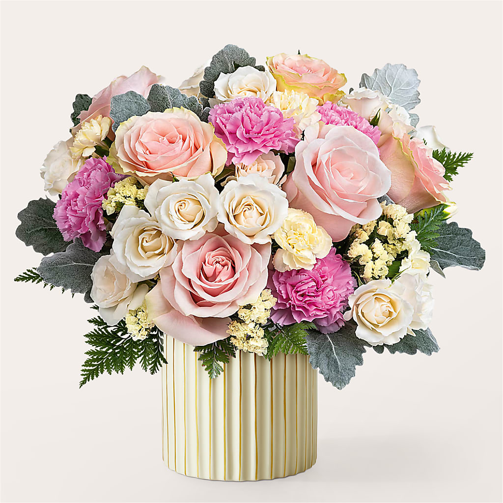 Blissful Moments Bouquet with Ivory Vase – Indiana Floral/flower Boutique, Indiana PA