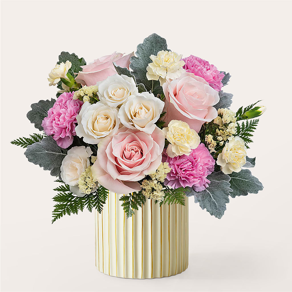 Blissful Moments Bouquet with Ivory Vase – Indiana Floral/flower Boutique, Indiana PA