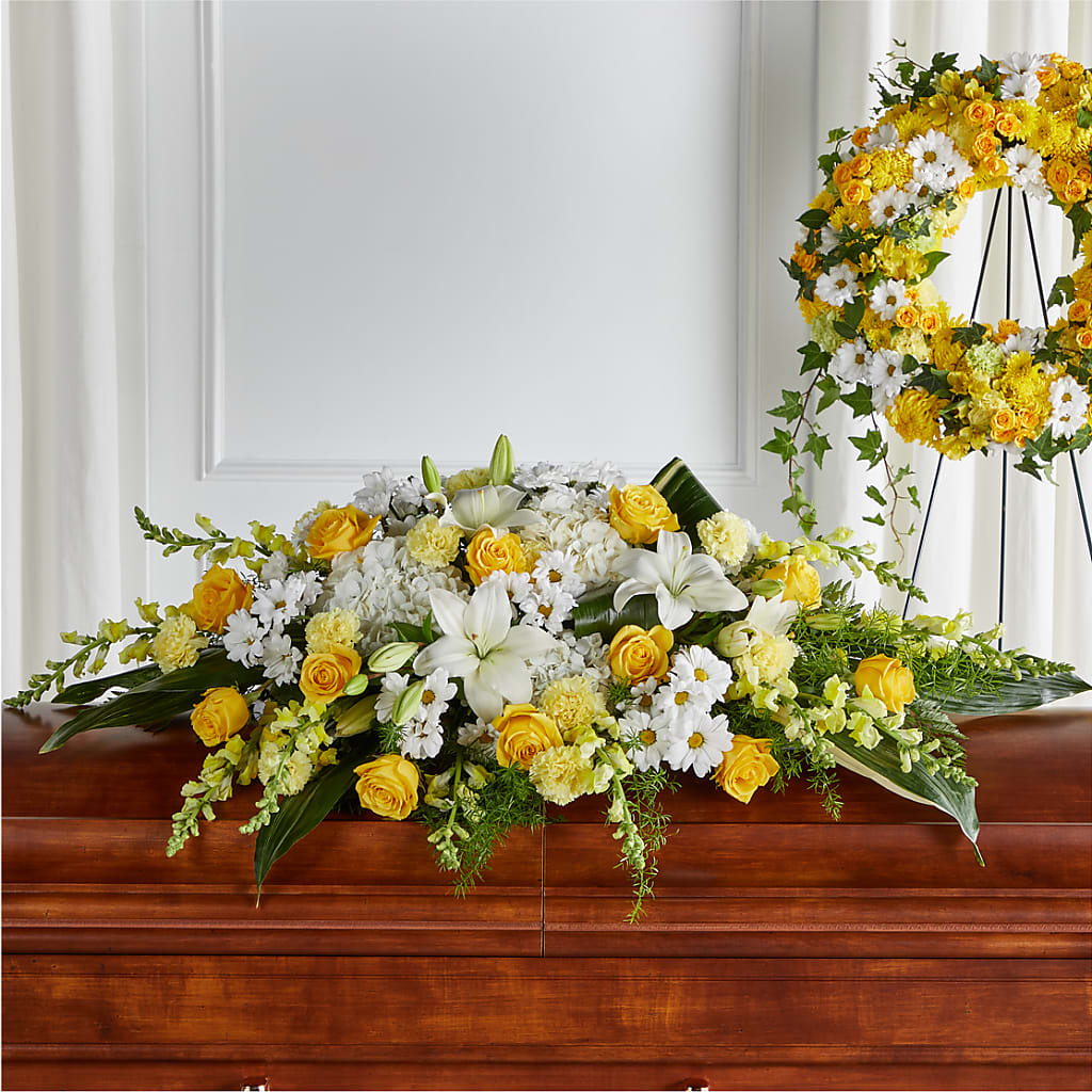 Golden Harmony Casket Spray – Indiana Floral/flower Boutique, Indiana PA