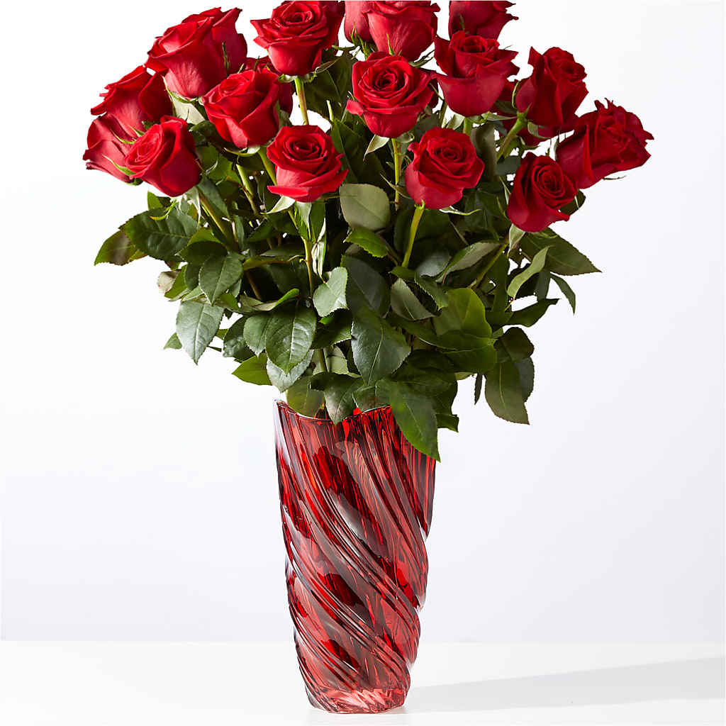 Classic Love Red Rose Bouquet with Luxe Swirl Vase – Indiana Floral/flower Boutique, Indiana PA